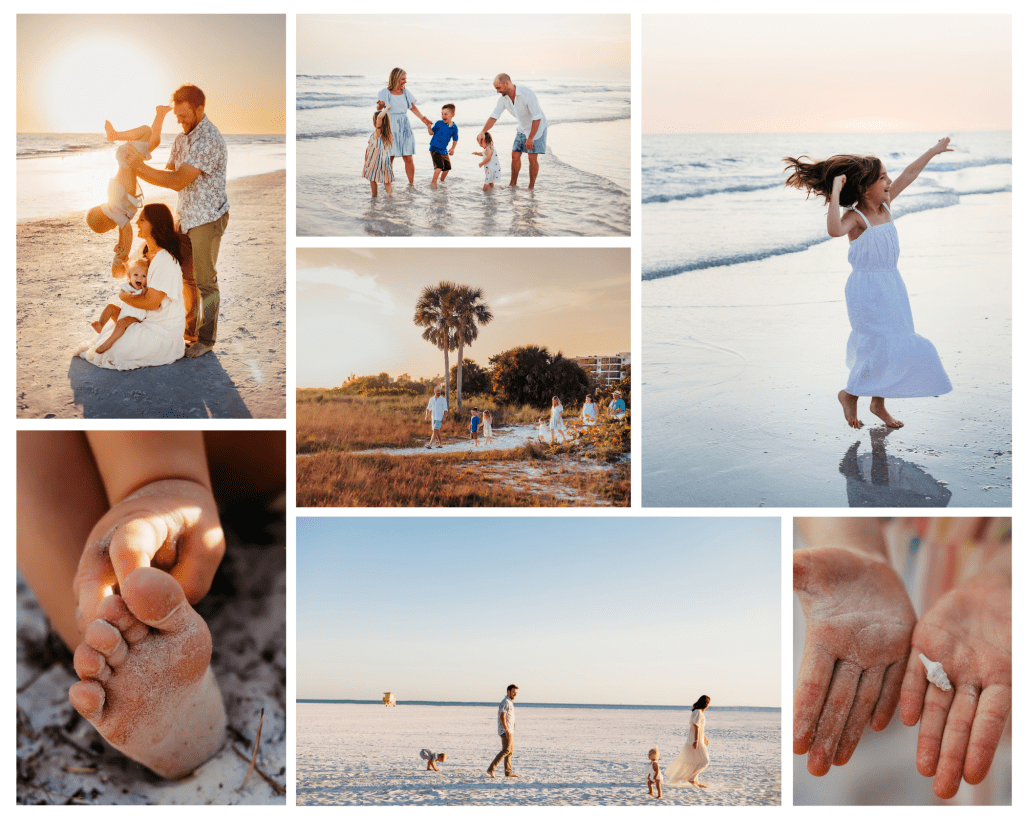 siesta key florida family session collage