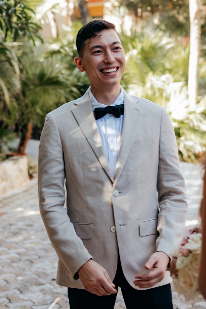 groom portrait during a tropical wedding