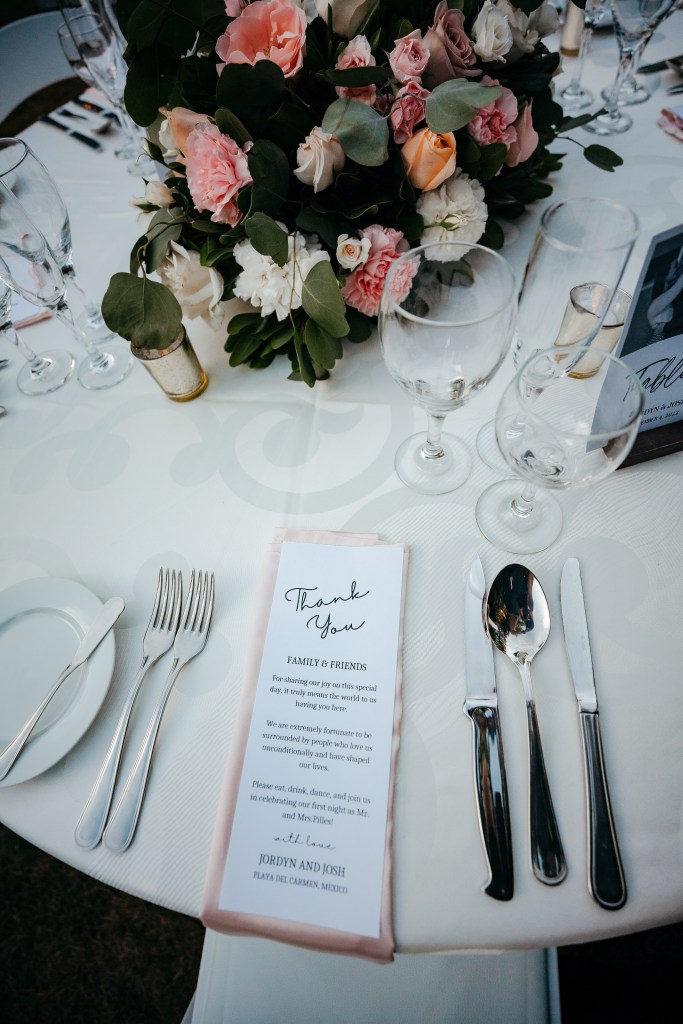 reception details at destination wedding in mexico