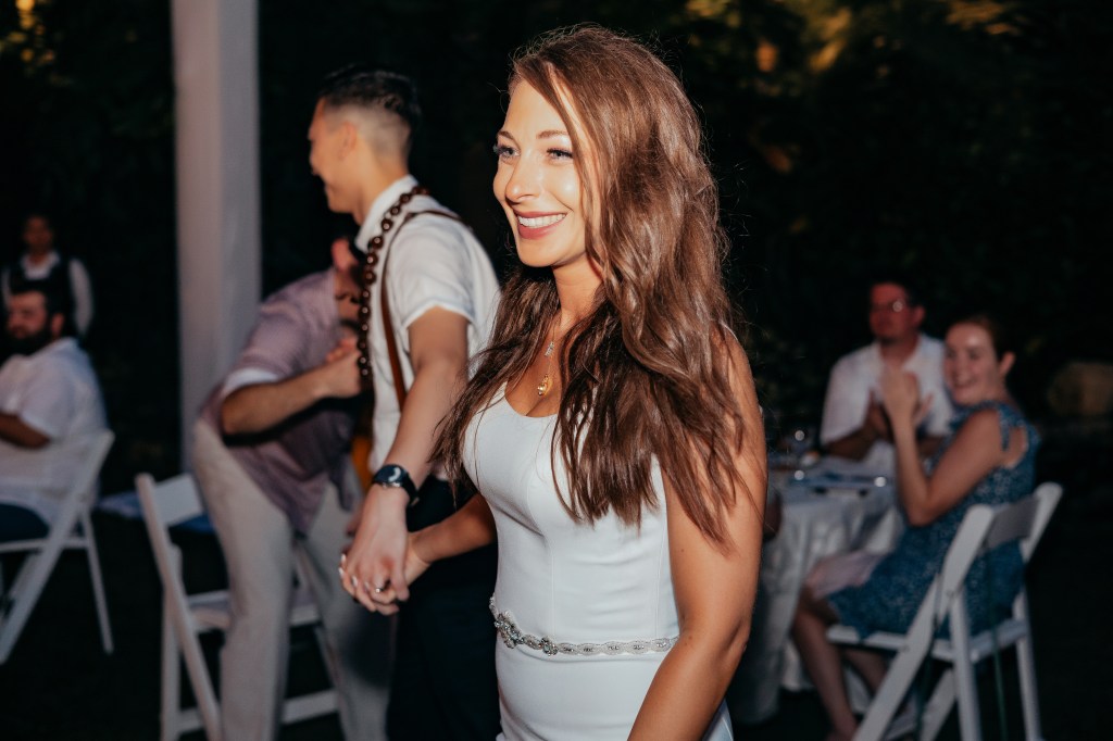 bride and groom candid photo at reception in mexico