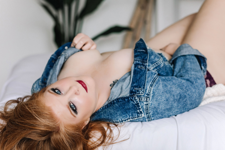 boudoir photos with a jean jacket