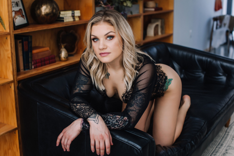 tattooed boudoir pose