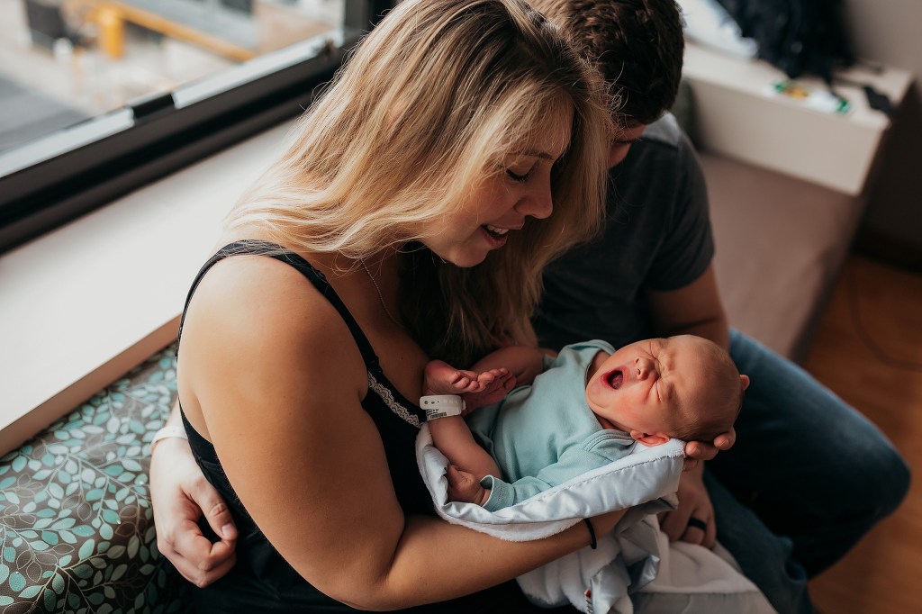 Baby yawning during a fresh 48 photo session